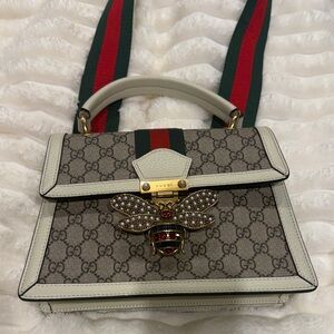 Gucci Beige and Cream Satchel with Bee Accent